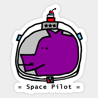 Astronaut Space Pilot Sci Fi Purple Pig Portrait Sticker